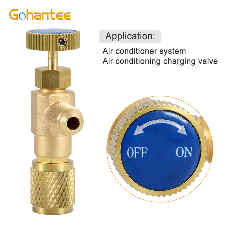 gohantee R12 R22 Refrigerant Charging Valve, 1/4â€œ Male to 1/4â€ Female Safety Adapter Flow Control Ball Valve for R12 R22 Air Conditioner Manifold - Image 4